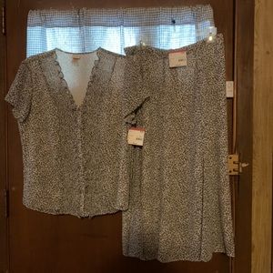 Mini Leopard Print Top/Skirt Set  Size 12/8  NWT